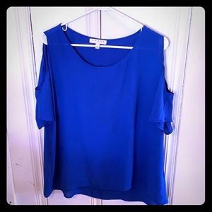 Blue Open Sleeve Sheer Top